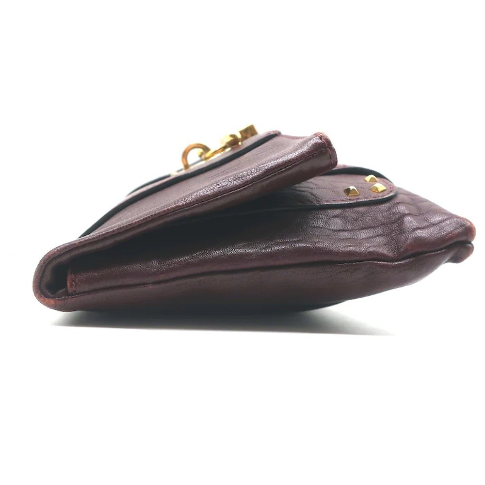 Marc Jacobs Padlock Flap Clutch Burgundy Grained Leather Small Bag - Picture 4 of 10
